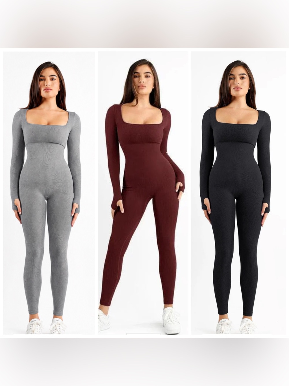 3 Shapewear Seamless Long Sleeve Square Neck Sleeveless Jumpsuits nwot work out